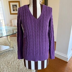 St Johns Bay Classic Purple Cable Knit Sweater Womens Long Sleeve Size Medium